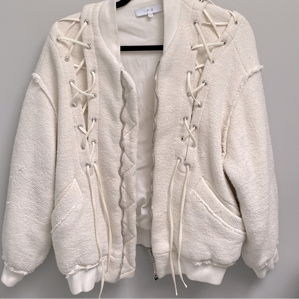 IRO Silou ivory cotton bomber jacket size size 34 / 4 / Small